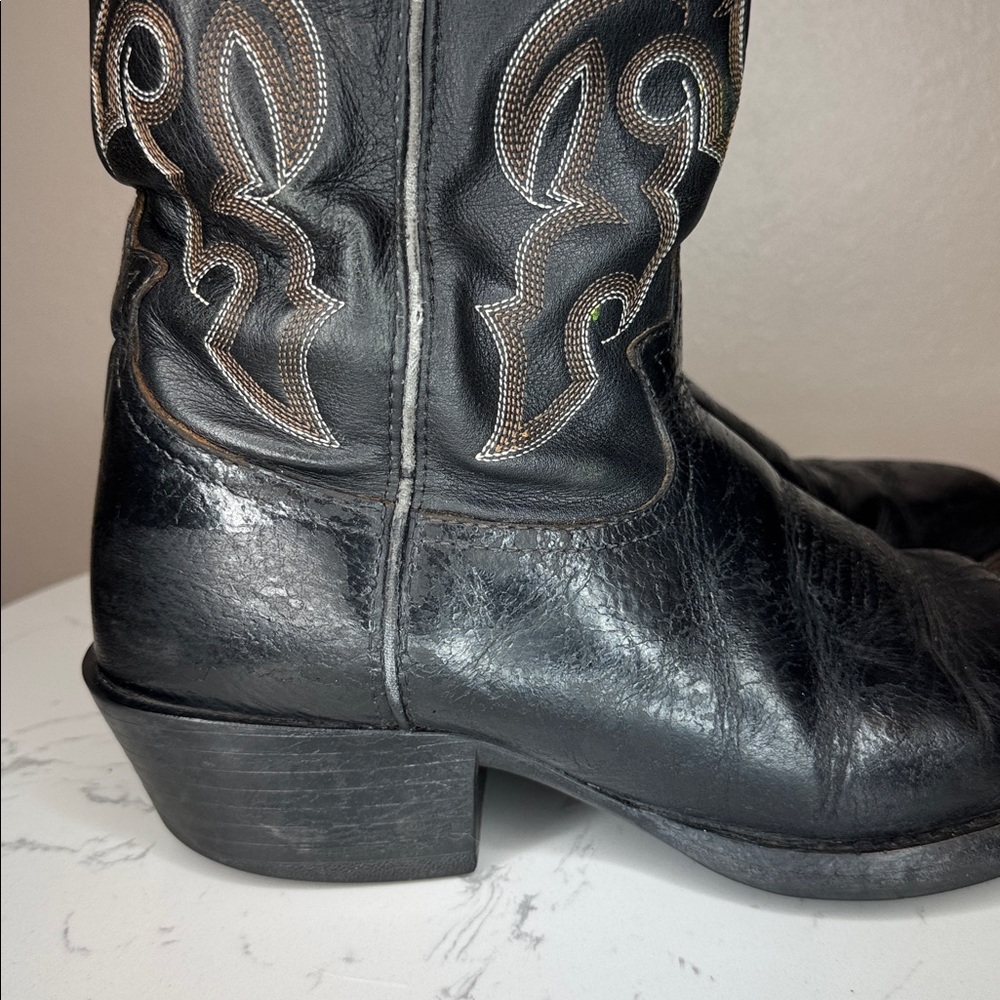 Tony Lama Black and Brown Cowboy Western Leather Boots style RR4001 - 8D - Picture 9 of 16